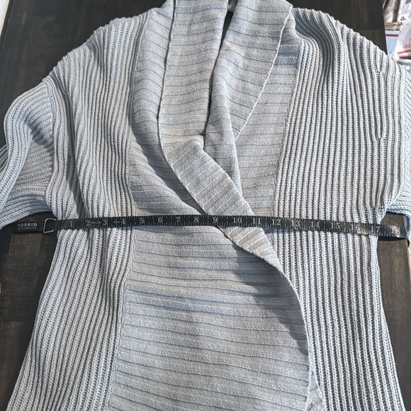 Trouvé Light Blue Mixed Rib Knit Overlap Long Line Cardigan Size Small - Picture 6 of 7